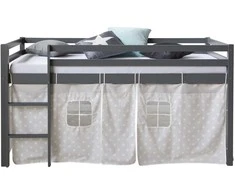 Homestyle4U Vaikiška aukšta lova, 207.5x110x96.5 cm, pilka