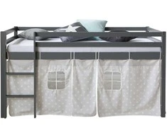 Homestyle4U Vaikiška aukšta lova, 207.5x110x96.5 cm, pilka