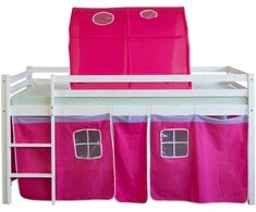 Homestyle4U Dviaukštė lova, 207.5x110x96.5 cm, balta, raudona