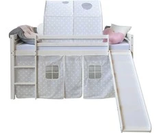 Homestyle4U Dviaukštė lova, 207.5x161.5x219.5 cm, balta