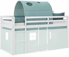 Homestyle4U Dviaukštė lova, 207.5x160x99.5 cm, balta, žalia