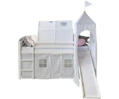 Homestyle4U Vaikiška aukšta lova, 207.5x219.5x228 cm, balta