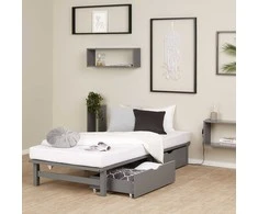 Homestyle4U Viengulė lova, 90x28x200 cm, pilka