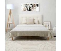 Homestyle4U Apmušta lova, 145.5x95x211 cm, smėlio spalvos