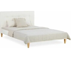Homestyle4U Apmušta lova, 145.5x95x211 cm, smėlio spalvos