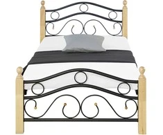 Homestyle4U Viengulė lova, 99x211x86.5 cm, juoda