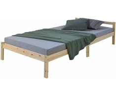 Homestyle4U Viengulė lova, 96x206 cm, ruda