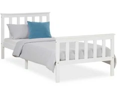 Homestyle4U Viengulė lova, medinė Shaker stiliaus dienos lova, 98x206x82 cm, balta