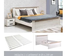 Homestyle4U Lova, 167x99.5x207.5 cm, balta pilkai ąžuolo