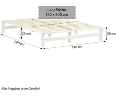 Homestyle4U Lova, 140x200x28 cm, Balta
