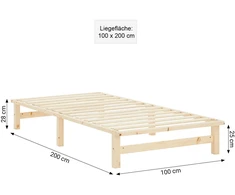 Homestyle4U Lova, Paletės lova, 100x28x200 cm, Ruda