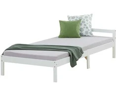 Homestyle4U Lova, tvirtas pušies medienos rėmas, 96x206 cm, balta