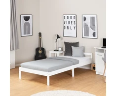 Homestyle4U Lova, tvirtas pušies medienos rėmas, 96x206 cm, balta