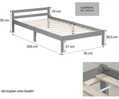 Homestyle4U Lova, 96x206x50 cm, Pilka