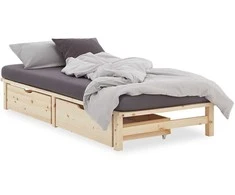 Homestyle4U Viengulė lova, 100x28x200 cm, ruda