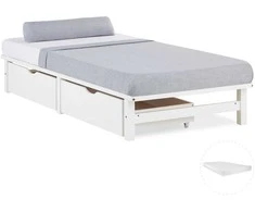 Homestyle4U Viengulė lova, 90x28x200 cm, balta