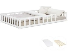 Homestyle4U Vaikiška lova, 125x32x206.5 cm, balta