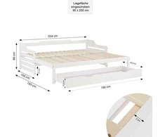 Homestyle4U Lova, 204x68x100 cm, Balta
