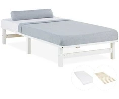 Homestyle4U Viengulė lova, 90x28x200 cm, balta
