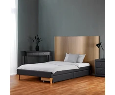 Homestyle4U Paminkštinta lova, 145x32x210 cm, pilka