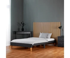 Homestyle4U Paminkštinta lova, 145x32x210 cm, pilka