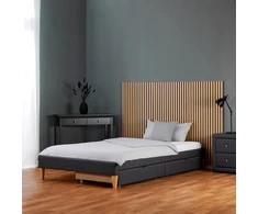 Homestyle4U Paminkštinta lova, 95x32x210 cm, pilka
