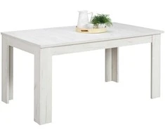 Homestyle4U Valgomojo stalas ir kėdžių komplektas, 160.5x90.5x76.5 cm, balta ir pilka