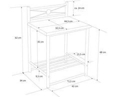 Homestyle4U Naktinis staliukas, 45x35x64 cm, juodas, rudas