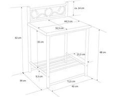 Homestyle4U Naktinis staliukas, 45x35x64 cm, juodas, rudas