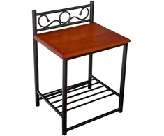 Homestyle4U Naktinis staliukas, 45x35x64 cm, juodas, rudas