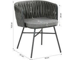 Lauko baldų komplektas Homestyle4U Sodo baldų komplektas, 163x70.5x61 cm, pilka