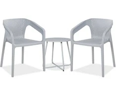 Homestyle4U Sodo baldų komplektas, 3 dalių lauko bistro komplektas, 55x74,5x54 cm, pilka