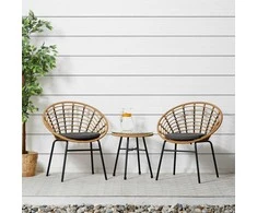 Lauko baldų komplektas Homestyle4U Sodo baldų komplektas, 68x77,5x55 cm, ruda, juoda