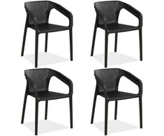 Homestyle4U Sodo kėdžių komplektas, 55x74,5x54 cm, juoda