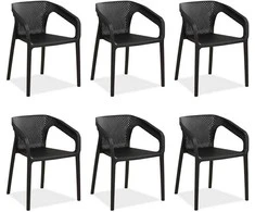 Homestyle4U Sodo kėdžių komplektas, 55x74.5x54 cm, juoda