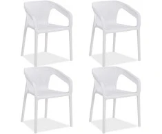 Homestyle4U Sodo kėdžių komplektas, 55x74,5x54,5 cm, balta