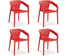 Homestyle4U Sodo kėdžių komplektas, 55x74.5x54 cm, raudona
