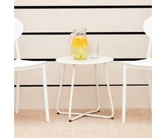 Homestyle4U Šoninis staliukas, 44,5x44,5x44,5 cm, balta