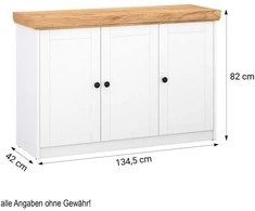 Homestyle4U Komoda, 134.6x82x41.8 cm, Balta, Ruda
