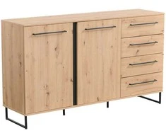 Homestyle4U Komoda, 159x92.5x42 cm, ruda juoda, medinė