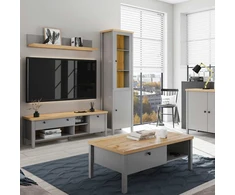 Homestyle4U Vitrina, 55x200x38 cm, Pilka