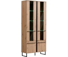 Homestyle4U Aukšta spintelė, 84,5x193x35 cm, ruda ir juoda