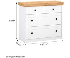 Homestyle4U Komoda, 92.5x82x42 cm, Balta, Ruda