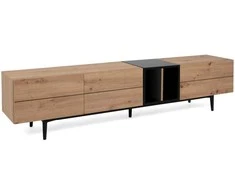 Homestyle4U TV staliukas, 195x37x48 cm, juodas, rudas