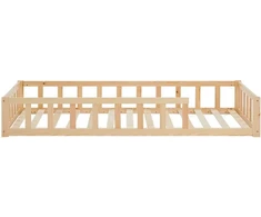 Homestyle4U Vaikiška grindų lova, 96x32x205.5 cm, ruda