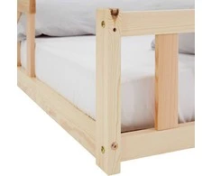 Homestyle4U Vaikiška grindų lova, 125x32x206,5 cm, ruda