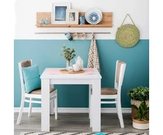 Homestyle4U Valgomasis stalas, 80x80x75 cm, balta