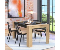 Homestyle4U Valgomojo stalas, 154x90.5x74.5 cm, juodas ir rudas