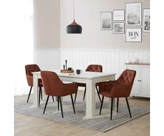 Homestyle4U Valgomasis stalas, 200.5x90.5x76.5 cm, balta