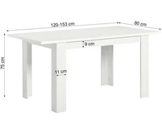 Homestyle4U Valgomasis stalas, 120x80x75 cm, balta
